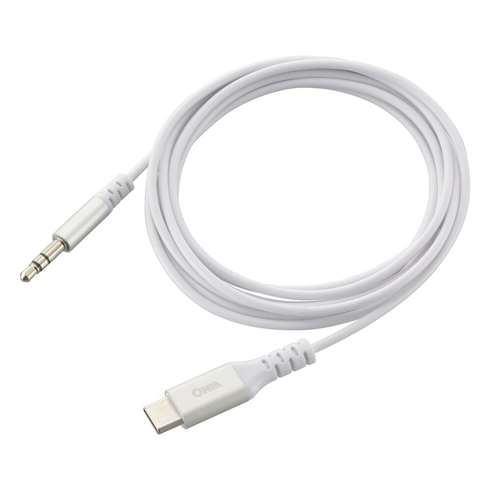 ヘッドホン変換アダプター(USB Type-C (オス)/φ3.5mmヘッドホンプラグ(オス)/DAC機能/ケーブル長1.8m)_01-7315_SMT-L18SP-W_OHM(オーム電機)